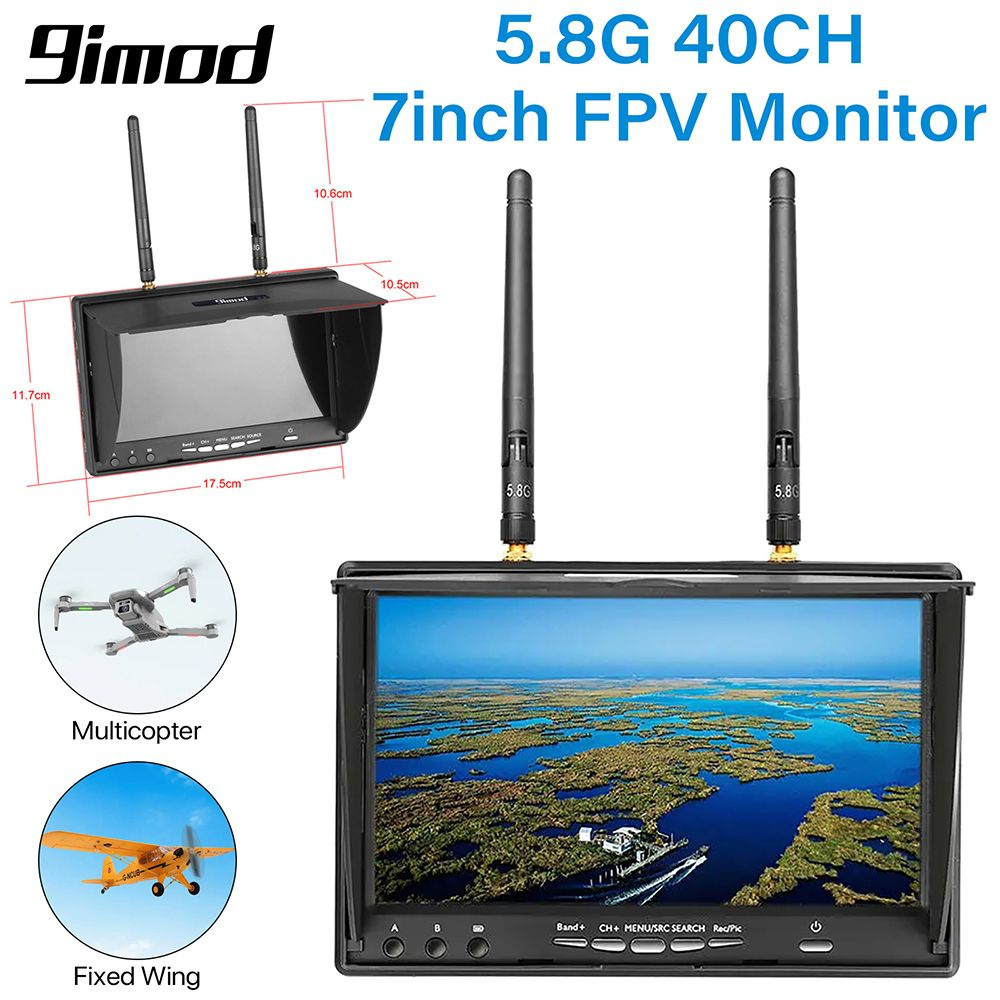 LCD5802D FPV-монитор с DVR 5.8G 40CH 7-дюймовый ЖК-монитор для FPV ...