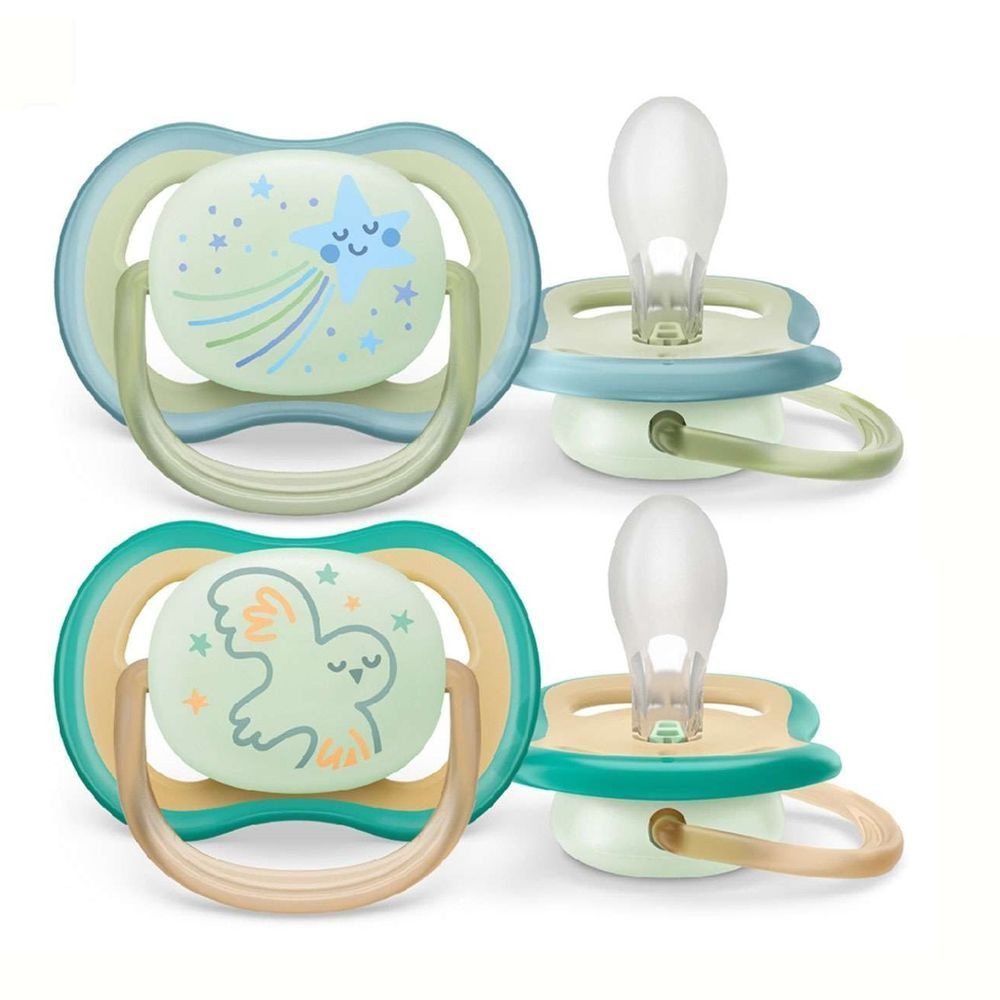 Авент пустышка силиконовая ортодонтическая Ultra Air Night 0-6мес 2шт с ...