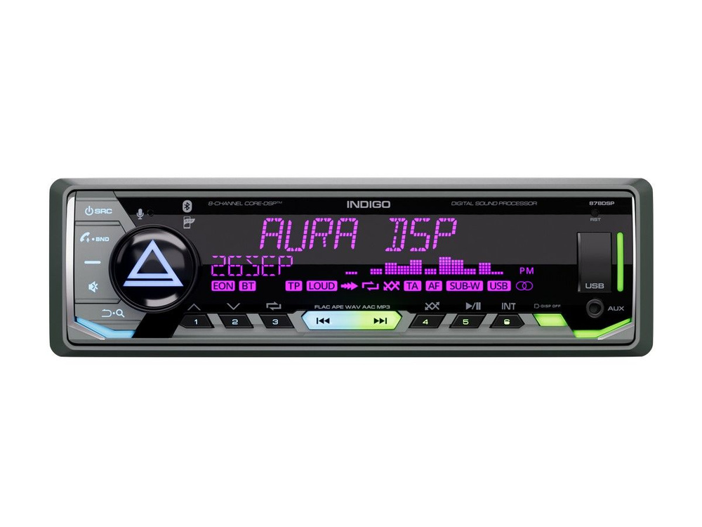 Автомагнитола Aura INDIGO-878DSP USB-ресивер BT,USB,FM, 8-каналная процессорная  #1