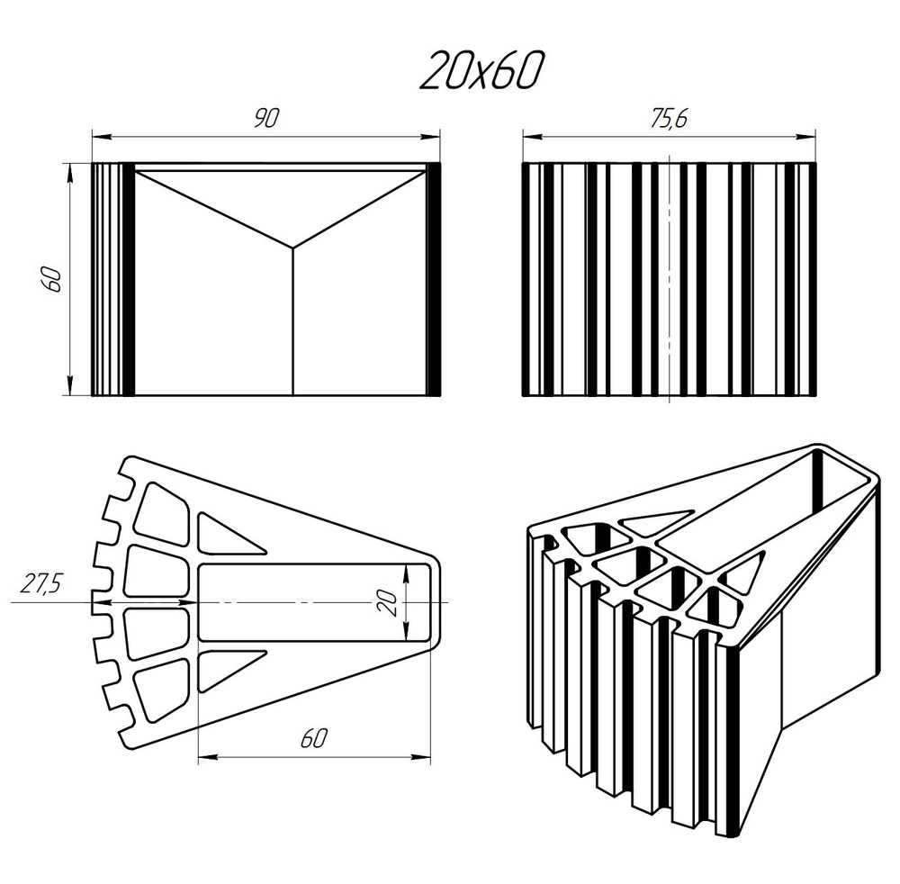 Опорные наконечники для алюминиевой лестницы 20x60 2шт #1