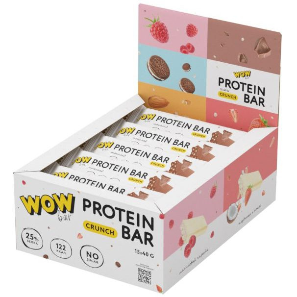 Протеиновые батончики WOWBAR Protein Bar Crunch - 15х40 г, шоколад ...