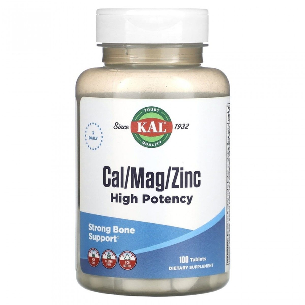 Kal Calcium Magnesium Zinc 100 таб купить на OZON по низкой цене ...