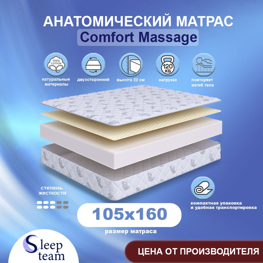 Sleepteam Матрас Comfort Massage, Беспружинный, 105х160 см #1