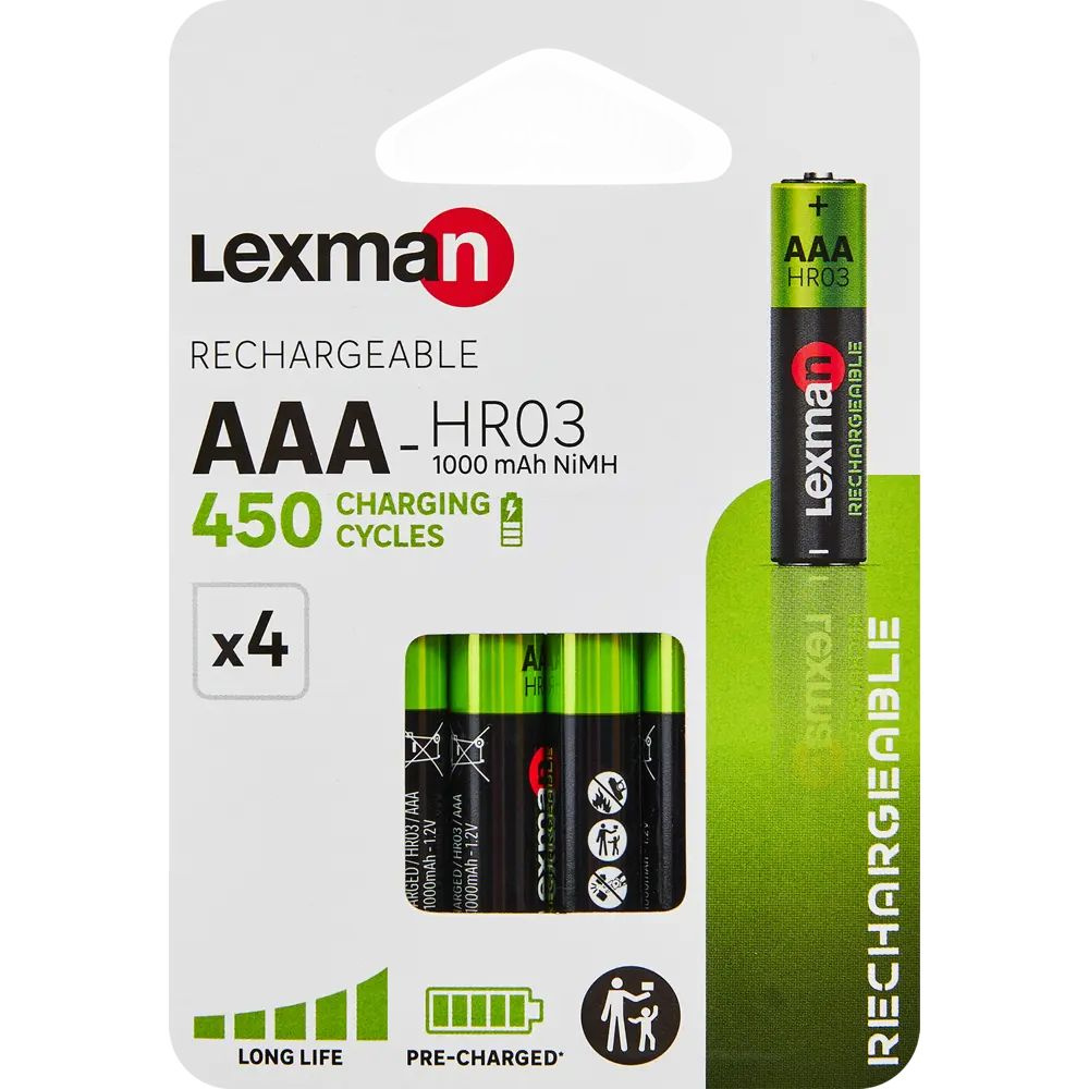 Lexman Аккумуляторная батарейка AAA, 1,2 В, 1000 мАч, 4 шт #1