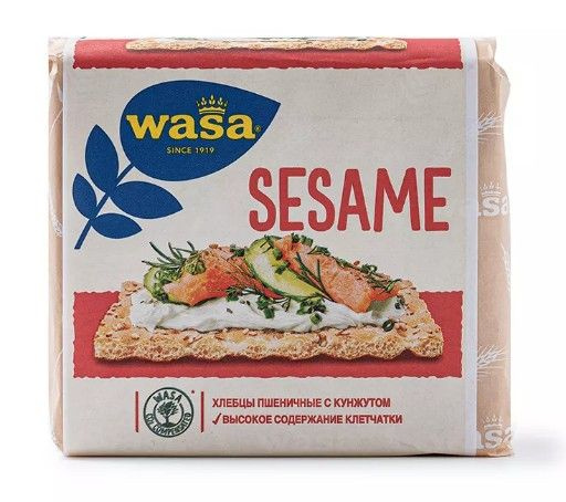 Хлебцы WASA Sesame золотистые пшеничные с посыпкой из жареного кунжута 200г, Германия  #1