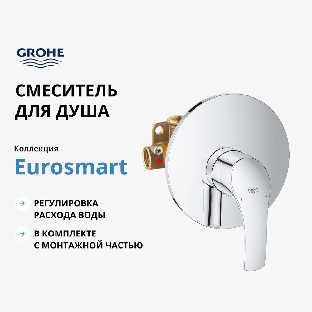 Смеситель для душа GROHE Eurosmart New (внешняя и встраиваемая части), хром (33556002)  #1