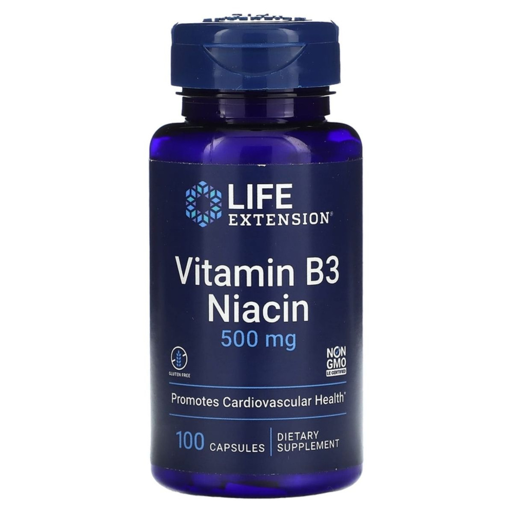 Витамин B3 (Ниацин) Life Extension Vitamin B3 Niacin 500 mg 100 капсул #1