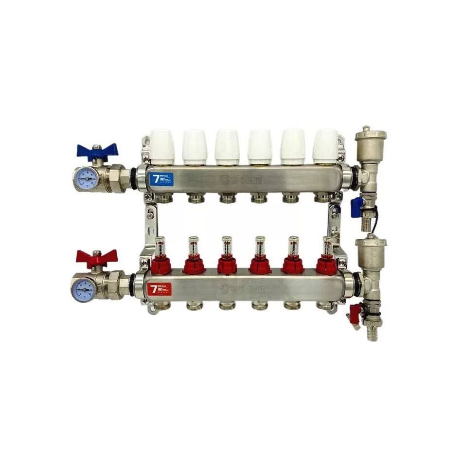 Коллекторная группа с расходомерами и кранами 1x3/4 нерж. 6 выхода ViEiR VR113-06  #1