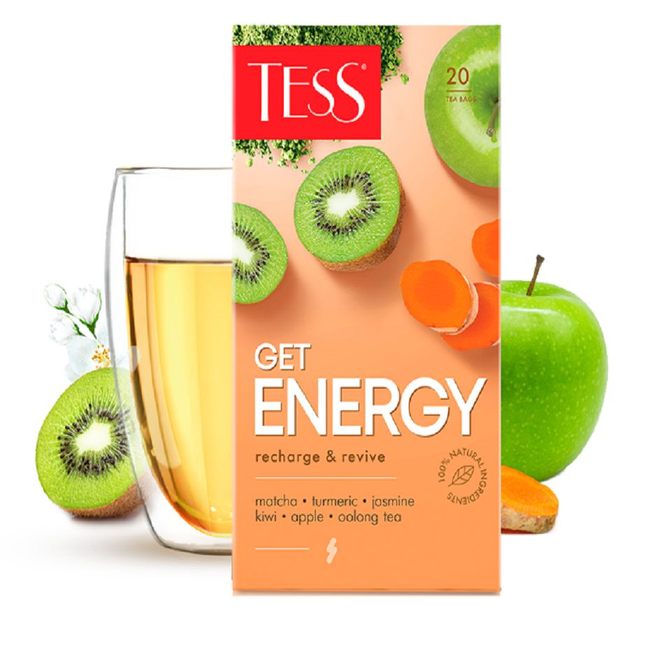 Чай в пакетиках травяной TESS Get ENERGY (Гет Энерджи) с ароматом киви и жасмина, 20 пак.  #1