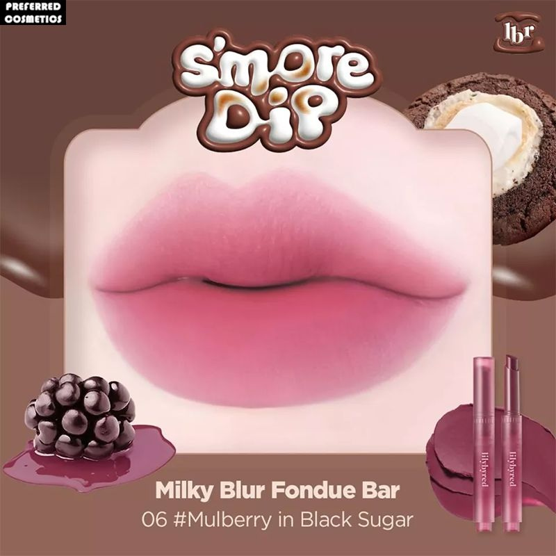 LILYBYRED Milky Blur Fondue Bar Матовая губная помада, Подходит для губ и щек , 1.9 г - 06 Mulberry in #1