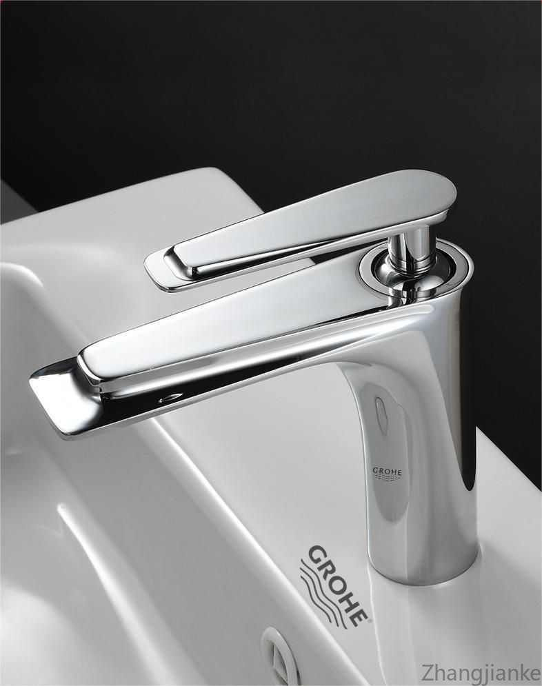 Смеситель для раковины в ванной, GROHE, смеситель для умывальника, хромированный, эргономичная ручк  #1