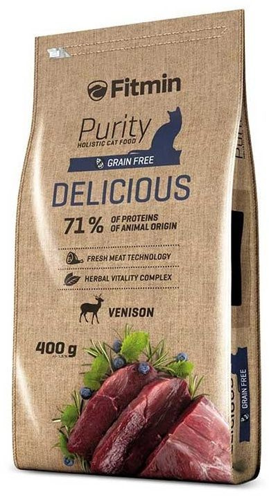 Фитмин Fitmin PURITY DELICIOUS Беззерновой корм с олениной и уткой для привередливых кошек 400 гр  #1