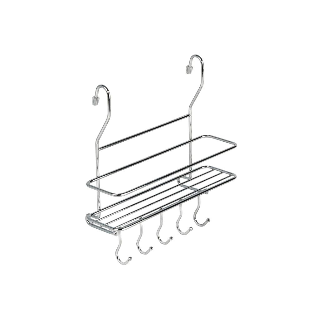 Полка для рейлинга 1-ярусная с крючками с крючками 265х100х270 мм хром  #1