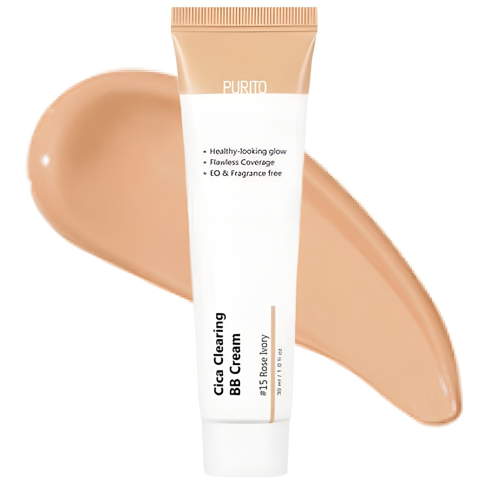 PURITO BB крем для чувствительной кожи Cica Clearing BB Cream тон 15 (Rose Ivory), 30мл  #1