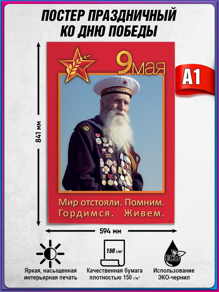 Плакат на 9 мая / Постер ко Дню Победы / А-1 (60x84 см.) #1