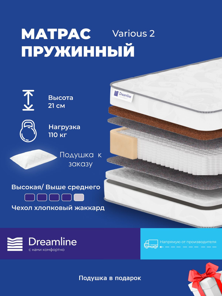 Матрас Dreamline Various 2, 140x210, высота 21 см, независимые пружины (TFK), жесткость сторон высокая #1