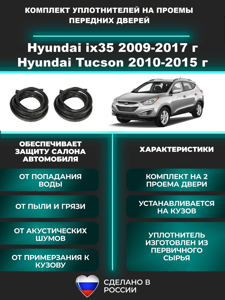 Комплект уплотнителей проема передних дверей, подходит на Hyundai ix35 2009-2017 / TUCSON (LM) / Хендай #1