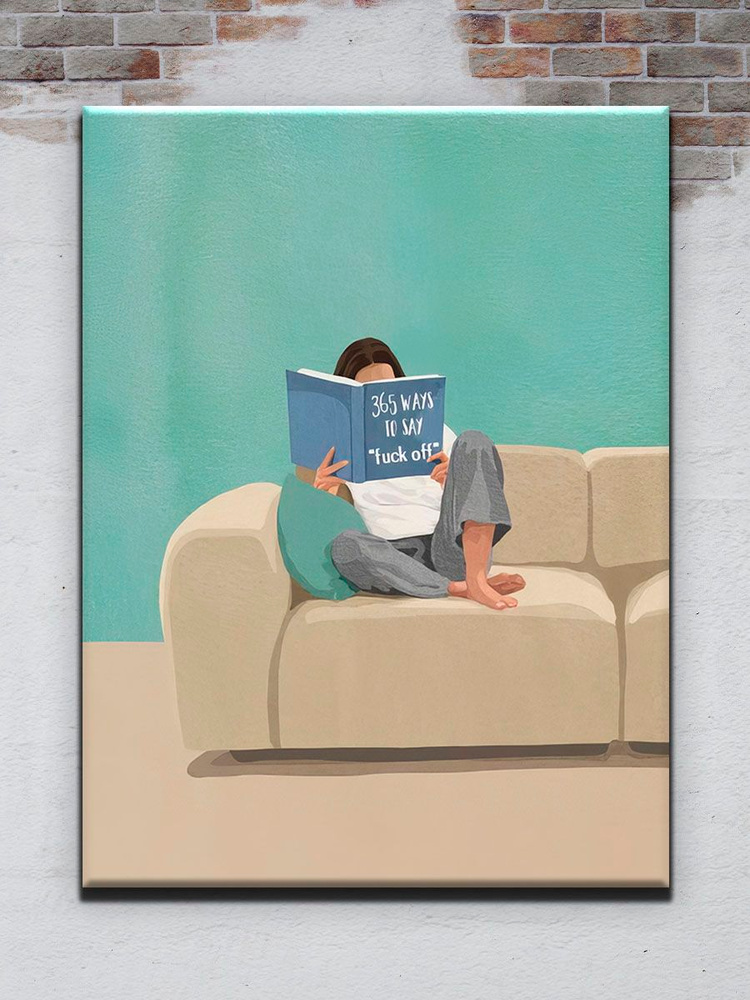 Картина на стену для интерьера спальни девушка с книгой минимализм 30х40 см #1
