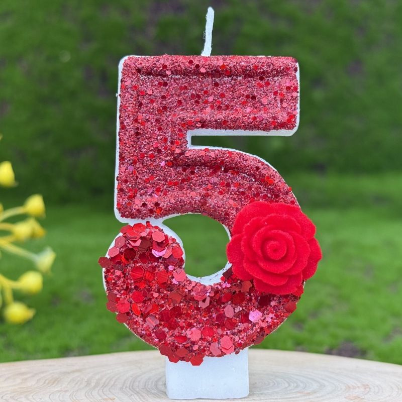 Свеча цифра 5 для торта Роза, 7,5 см #1