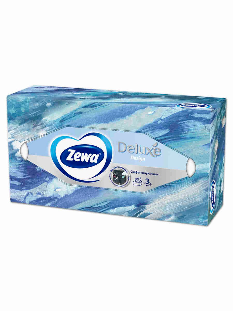 Салфетки Бумажные в коробке Zewa Deluxe Design, 3 слоя, 90 шт. #1