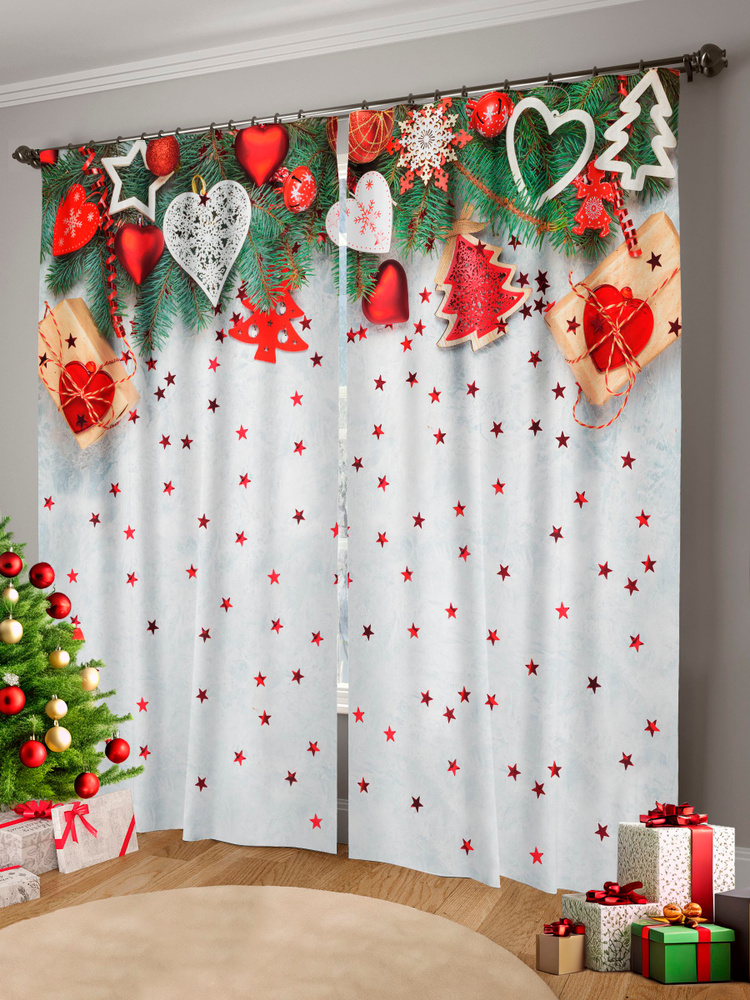 Комплект штор Семейный праздник (габардин 1,47 х 2,67) +/- 3см х 2 #1