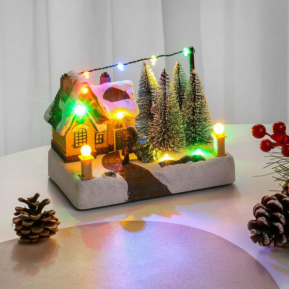 Фигурка декоративная Елочный базар с подсветкой и музыкой, USB/3AA, 17.5x10x12 см #1