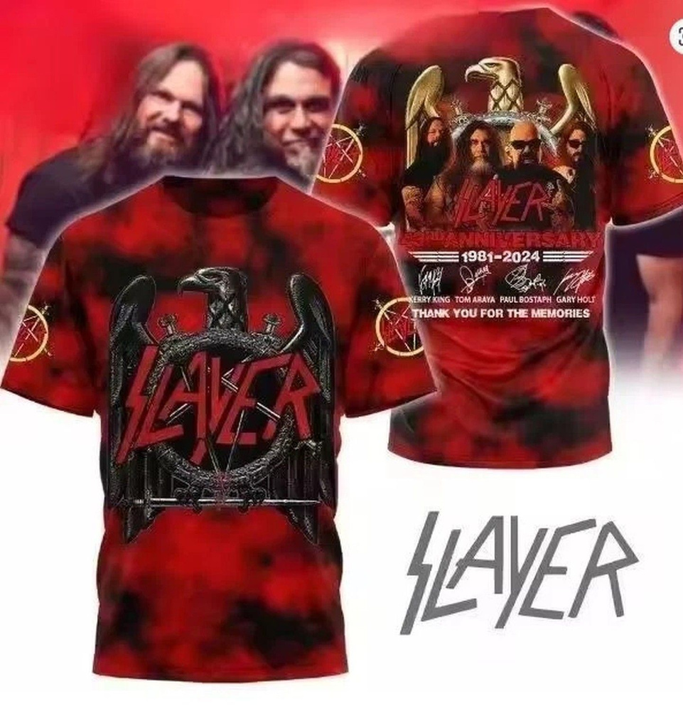 Футболка Футболка New Hot 2025 Slayer Band 3D T-shirt Good Design All Size For Fan #1