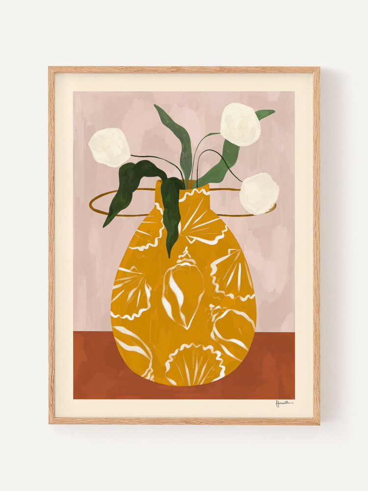 Постер "White Flowers in Shell Vase", 21х30 #1