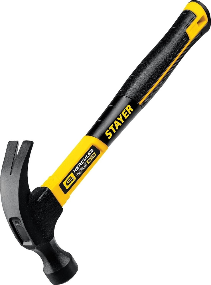 Молоток-гвоздодёр столярный с фиберглассовой рукояткой Professional STAYER Hercules 450 г #1