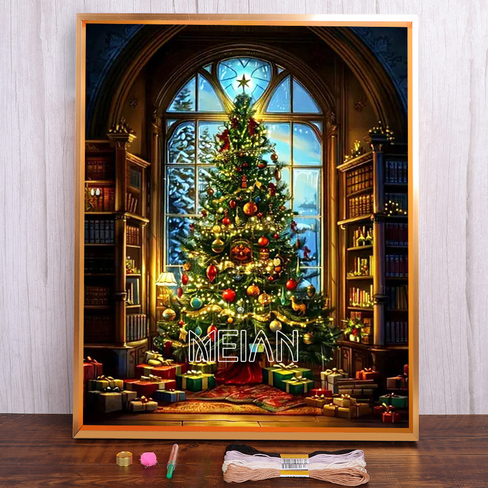 MEIAN Набор для вышивания,30x40CM,Чистый холст с сеткой 11CT,40 цветов ...