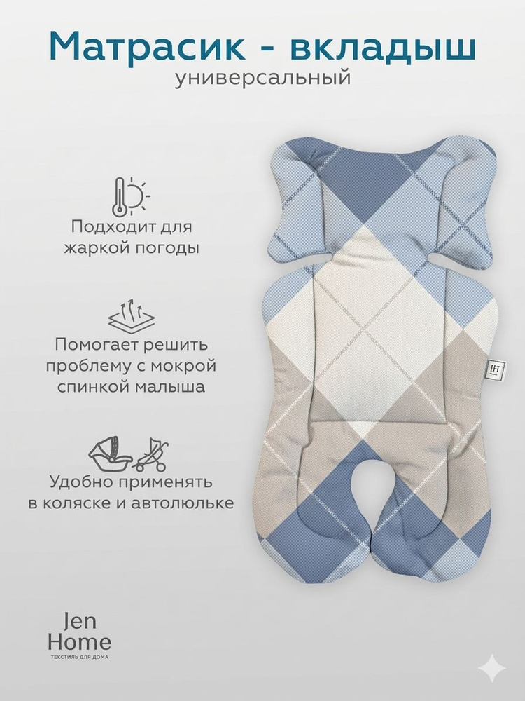 Универсальный матрасик ТМ JenHome 40х77, принт Макс синий #1