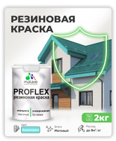 Краска резиновая Malare ProfleX (серия "Пастельные тона") жидкая резина для наружных и внутренних работ, быстросохнущая моющаяся, матовая, аквамарин, 2 кг