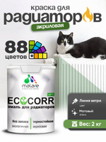 Краска Malare EcoCorr для труб, батарей и радиаторов отопления/ водная акриловая быстросохнущая без запаха матовая, линия ветра, 2 кг