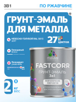 Грунт-эмаль по ржавчине 3 в 1 Malare FastCorr краска для металла, антикоррозионная износостойкая быстросохнущая RAL 5015, небесно-голубой, глянцевая, 2 кг.