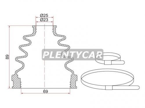 Пыльник шрус внутренний NISSAN TEANA J31/J32R/X-TRAIL T30/SYLPHY G10 (2 хомута. резина)