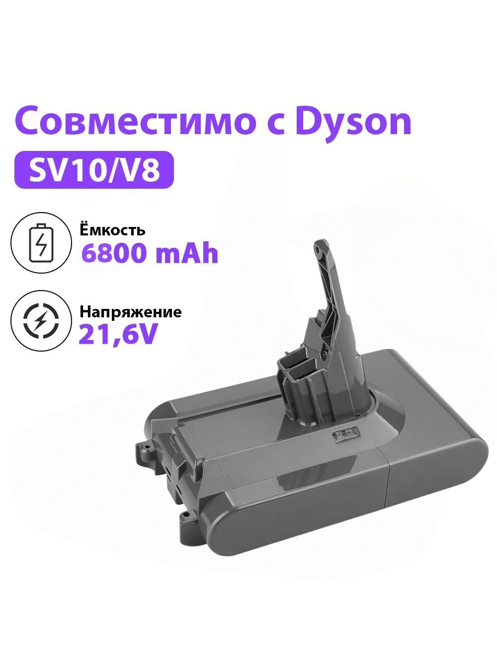 Аккумулятор для пылесоса Dyson SV10, V8 (6800 mAh, 21.6 V) купить на ...