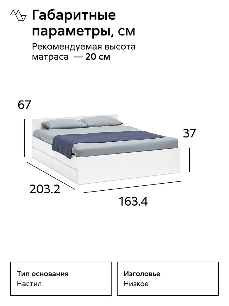 НОНТОН Двуспальная кровать,, 160х200 см, 160x200 см, фото 2