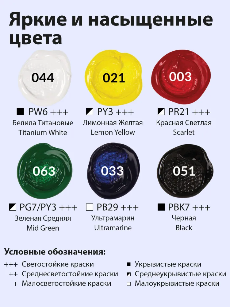 Краски акриловые художественные 6 цветов 75 мл, 6 цв., 75 мл, фото 2