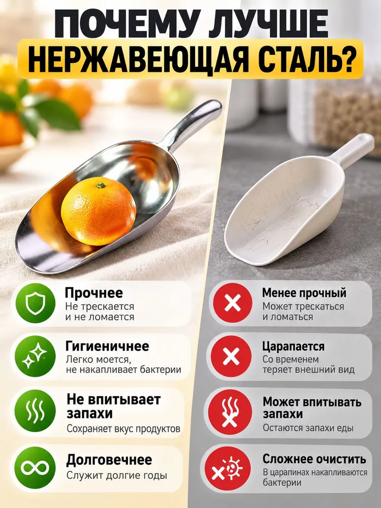 Совок для сыпучих продуктов, льда, 2500 мл, 1 шт, 2,5 л, 1 шт, фото 5