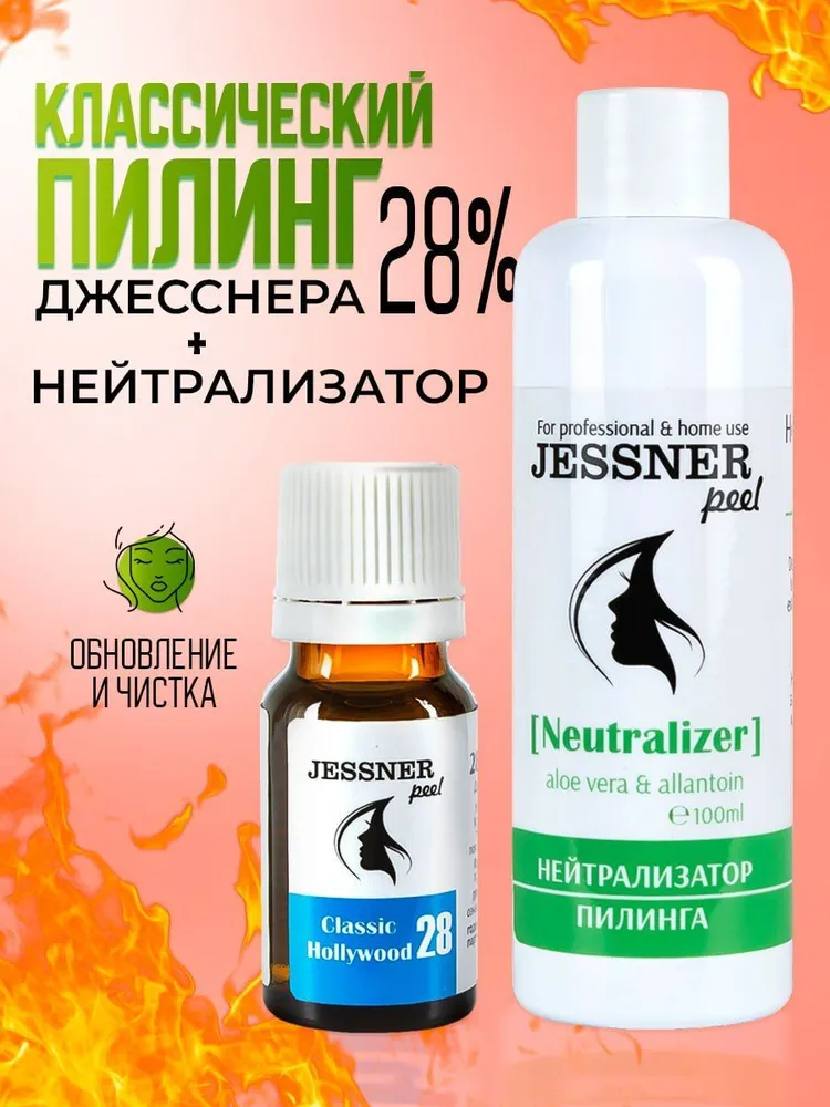 Trend Cosmetics Набор для пилинга лица и тела 2в1: Омолаживающий пилинг Джесснера 28% и Нейтрализатор / от прыщей, морщин и пигментации, вариант