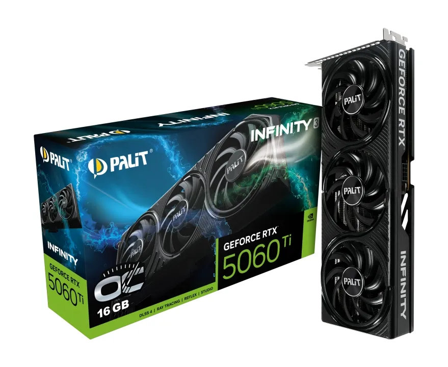 Palit Видеокарта GeForce RTX 5060 Ti Infinity 3 OC 16 ГБ (NE7506TS19T1-GB2061S)