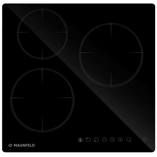 MAUNFELD Варочная панель электрическая AVCE453BK черная, встраиваемая, 3 конфорки Hi-Light, мощность 4800 Вт, автоотключение, 45 см