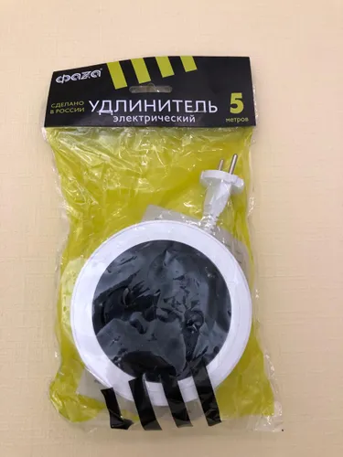Удлинитель-рулетка ФАЗА 3 входа 5 метров без заземления, максимальная нагрузка 1300 Вт