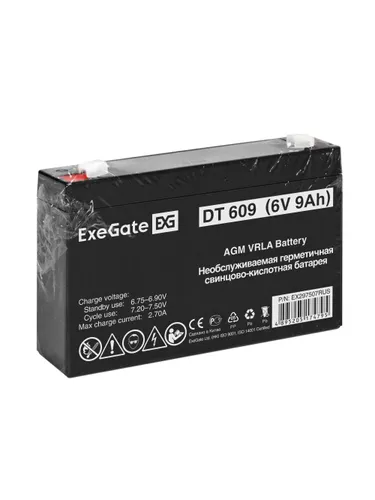 ExeGate EX297507RUS Аккумуляторная батарея DT 609 (6V 9Ah, клеммы F2)