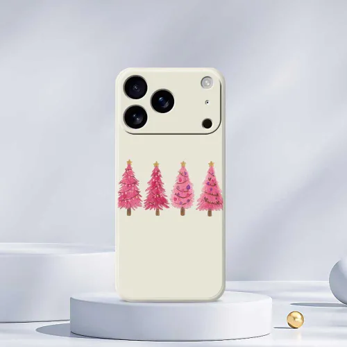 Мягкая оболочка из ТПУ в виде розового новогоднего ёлки защищает телефон от царапин и подходит для i