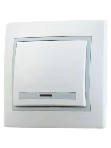Lezard MIRA Выключатель с подсветкой белый с серой вставкой