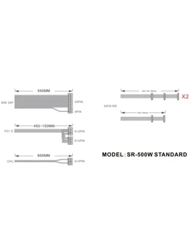 Блок питания 1STPLAYER SR-500W, 500Вт, 80 PLUS, 120мм, черный