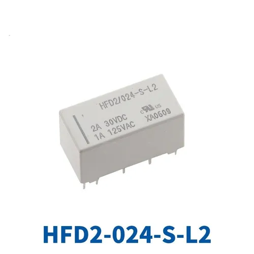 Герконовое реле HFD2-024-S-L2, 10-контактное, 1А, с двумя катушками