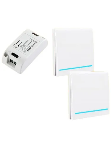 Беспроводной настенный выключатель 86 типа, 2 выключателя, 1 кнопка, белый, с 1 контроллером