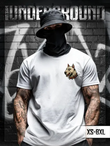 Футболка Russian андеграунд с принтом агресивная собака 03